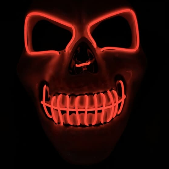 Red led smile skull purge mask