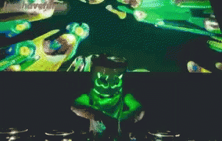 animated green marshmello mask led