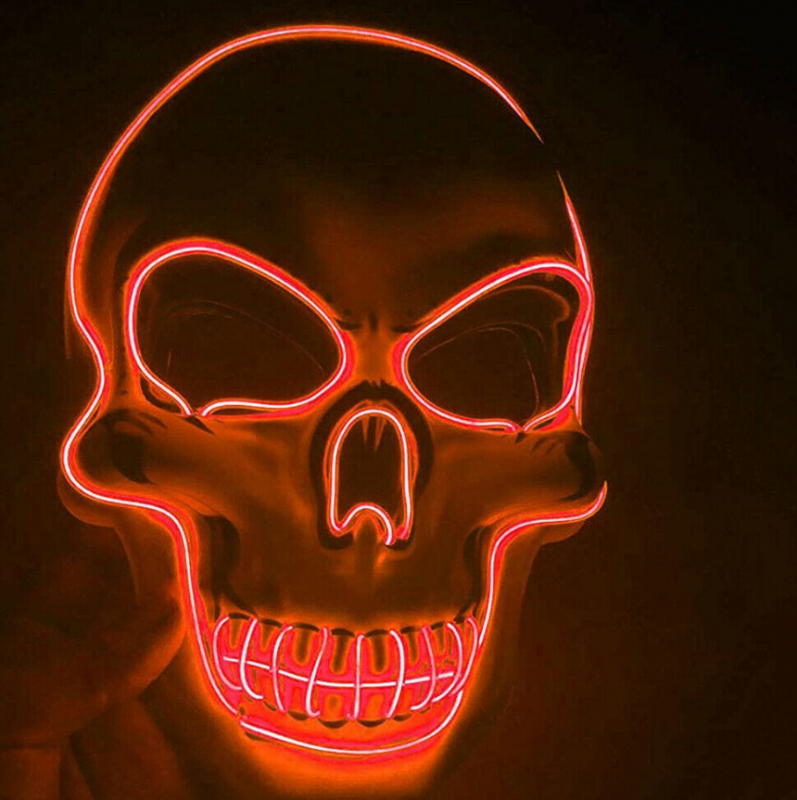 halloween purge mask led orange skull