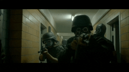 the first purge swat with gas mask